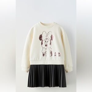 Faux Leather Zara Disney White Minnie Mouse Kids Hoodie